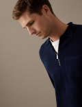 Premium Cotton Zip Neck Knitted Polo Shirt