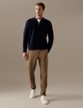 Premium Cotton Zip Neck Knitted Polo Shirt
