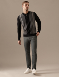 Premium Cotton Zip Neck Knitted Polo Shirt