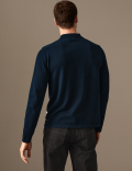Pure Cotton Striped Knitted Polo Shirt