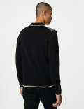 Cotton Rich Tipped Zip Up Knitted Polo Shirt