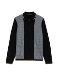 Cotton Rich Tipped Zip Up Knitted Polo Shirt