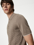 Cotton Rich Textured Knitted Polo Shirt