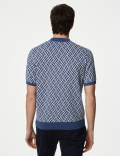 Cotton Rich Zip Up Knitted Polo Shirt