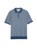 Cotton Rich Zip Up Knitted Polo Shirt