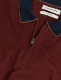 Textured Knitted Polo Shirt with Silk