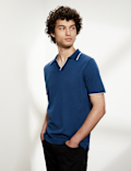 Pure Cotton Tipped Knitted Polo Shirt