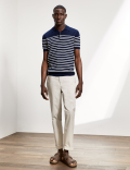 Pure Cotton Striped Knitted Polo Shirt