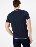Open V-Neck Knitted Polo Shirt with Silk
