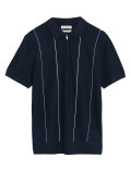 Silk Striped Zip Knitted Polo Shirt