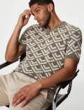 Cotton Rich Open Neck Knitted Polo Shirt