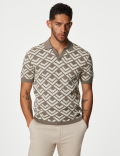 Cotton Rich Open Neck Knitted Polo Shirt