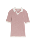 Cotton Rich Open Neck Knitted Polo Shirt