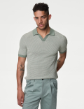 Cotton Rich Open Neck Knitted Polo Shirt