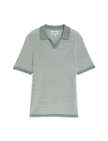 Cotton Rich Open Neck Knitted Polo Shirt