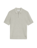 Cotton Rich Zip Up Knitted Polo Shirt