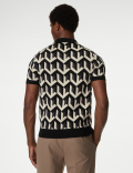 Cotton Rich Geometric Knitted Polo Shirt