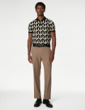 Cotton Rich Geometric Knitted Polo Shirt