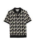 Cotton Rich Geometric Knitted Polo Shirt
