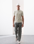 Pure Cotton Textured Knitted Polo Shirt