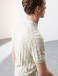 Pure Cotton Textured Knitted Polo Shirt