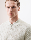 Pure Cotton Textured Knitted Polo Shirt