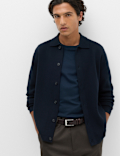 Cotton Blend Milano Knit Overshirt
