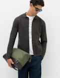 Cotton Blend Milano Knit Overshirt