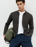 Cotton Blend Milano Knit Overshirt