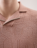 Mercerised Cotton Textured Knitted Polo Shirt