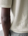 OPEN NECK TEXTURED STITCH POLO