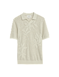 OPEN NECK TEXTURED STITCH POLO