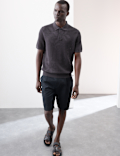 Floral Textured Knit Button Polo Shirt