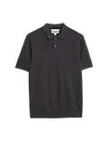 Floral Textured Knit Button Polo Shirt