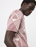 Pure Cotton Geometric Pattern Knitted Polo