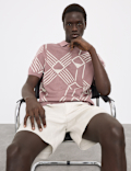Pure Cotton Geometric Pattern Knitted Polo