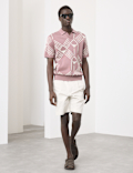 Pure Cotton Geometric Pattern Knitted Polo