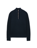 Cotton Blend Ribbed Half Zip Jumper