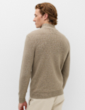 Cotton Blend Ribbed Half Zip Jumper