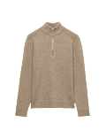 Cotton Blend Ribbed Half Zip Jumper