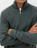 Cotton Blend Ribbed Half Zip Jumper