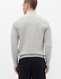 Cotton Blend Ribbed Half Zip Jumper