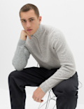 Cotton Blend Ribbed Half Zip Jumper