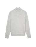 Cotton Blend Ribbed Half Zip Jumper