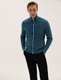 Cotton Rich Ribbed Funnel Neck Cardigan