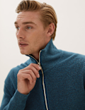 Cotton Rich Ribbed Funnel Neck Cardigan