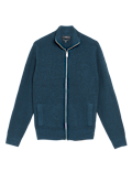 Cotton Rich Ribbed Funnel Neck Cardigan