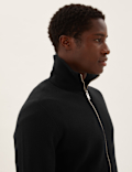 Cotton Rich Ribbed Funnel Neck Cardigan