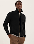 Cotton Rich Ribbed Funnel Neck Cardigan
