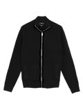 Cotton Rich Ribbed Funnel Neck Cardigan